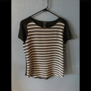 Ann Taylor black and white striped top